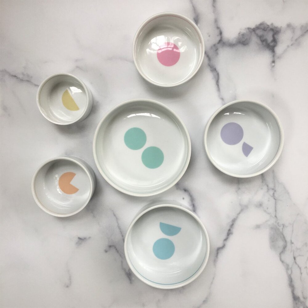 Mesu Nesting Measuring Bowls for Portion Control, White Pearl, Complete Set of 6